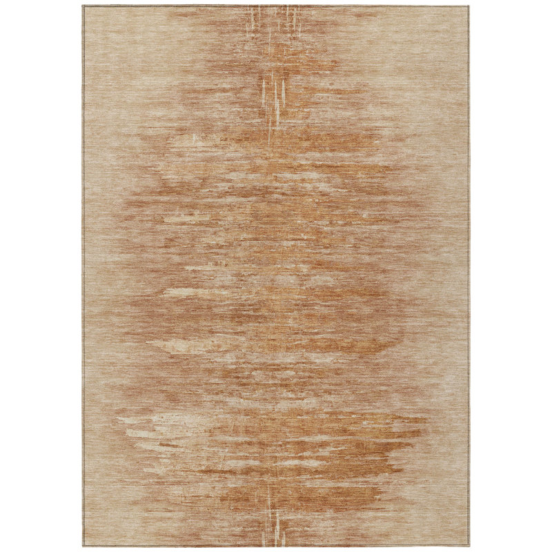 Tapis extérieur lavable abstrait saumon et cuivre 9 pi x 12 pi