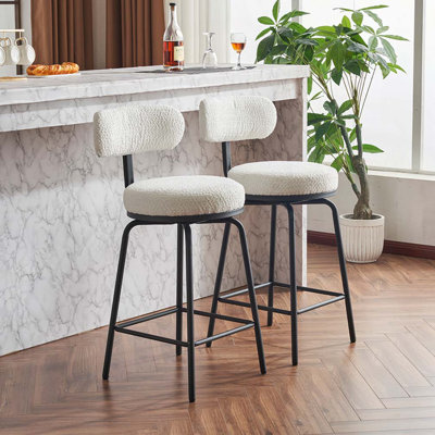 Swivel Boucle Upholstery Bar Stools