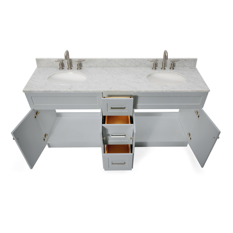 Ensemble de meuble-lavabo double 73 po Partham, Gris