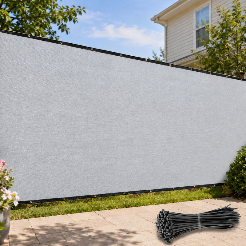 Housse de protection en tissu pour clôture d'intimité H 3 pi ColourTree, Gris, H 3 pi x l 107 pi