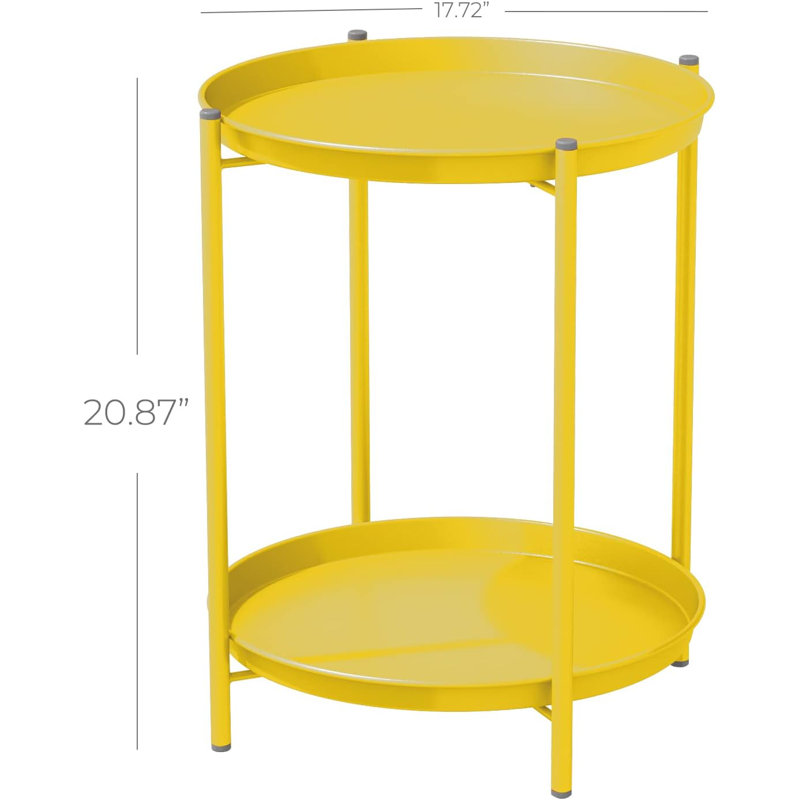 Table de bout Olilawn, table d'appoint d'extérieur, conception à double couche, disponible en différentes couleurs, Jaune