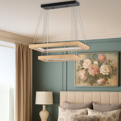 Adjustable Height 2 Tiers Rectangle 3 Variable Color LED Chandelier