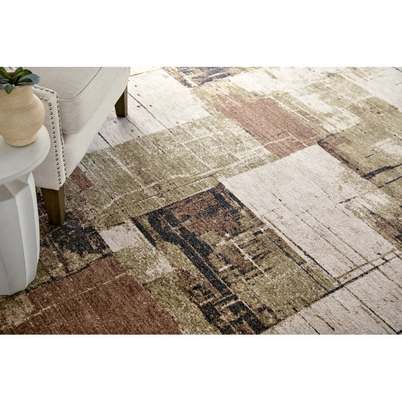 Rockett Modern Abstract Ivory Area Rug, Rectangle 5' x 7'6"