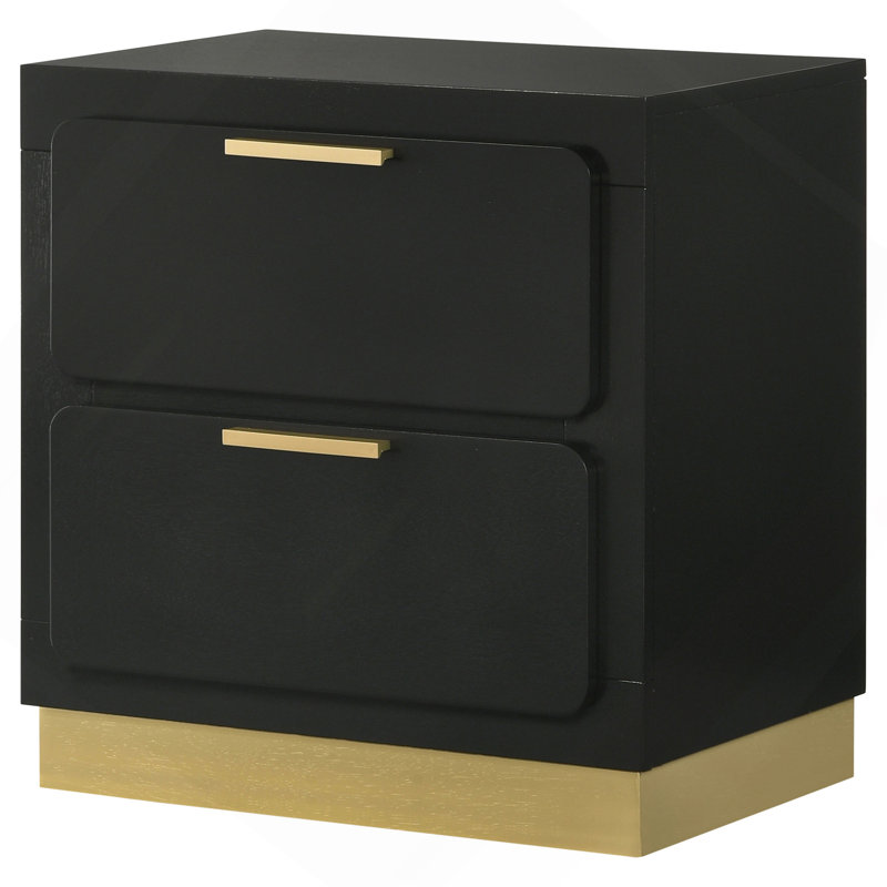 Sophia Black 2-Drawer Nightstand, Black