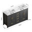 Meuble-lavabo 60 po NOIR. Armoire de rangement abondante - 4 portes à fermeture douce et 6 tiroirs-133254721