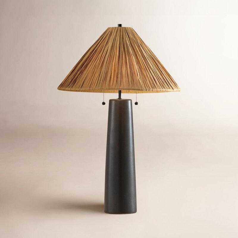 Bashir Waylon Table Lamp, Black, Beige