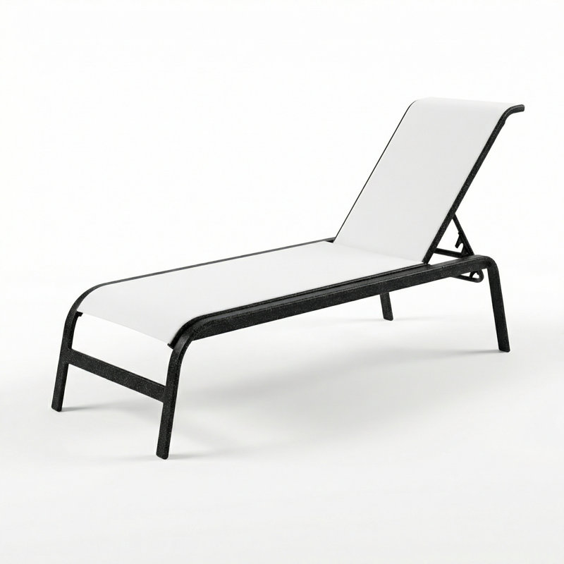 Chaise, White Sling/Granite