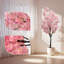 Arbre de fleurs de cerisier artificiel 5 pi 59 po, fleurs en soie rose, tiges réglables, pot, décoration intérieure / extérieure