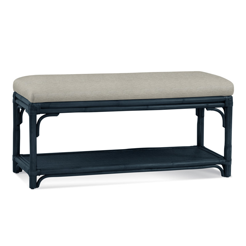 Summer Retreat Wicker Shelf Storage Bench, Celery, Basic Beige, 0317-85