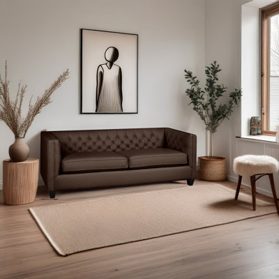 Bourne 84" Genuine Leather Tuxedo Arm Sofa