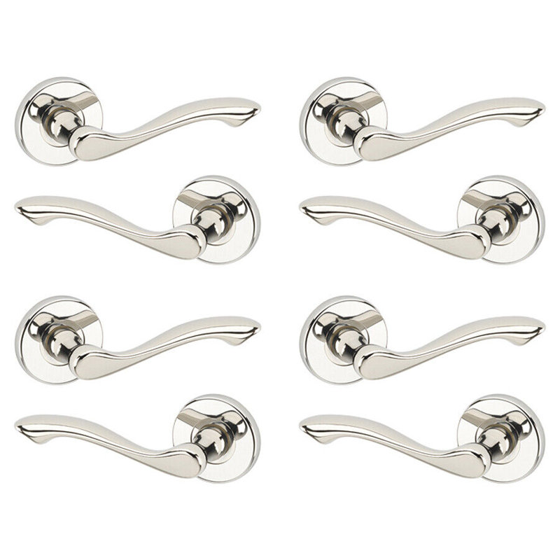 Door Handle, Polished Nickel Rose