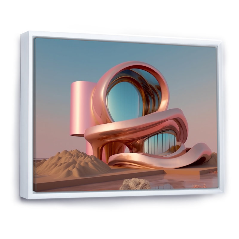 Architectural Grace Futuriste Minimal I, Cadre flottant blanc, H 16 po x l 32 po