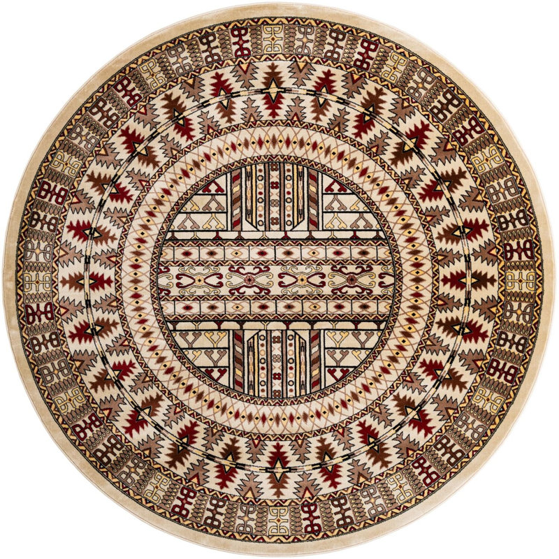 Tapis beige Aucun, Rond 7 pi 10 po