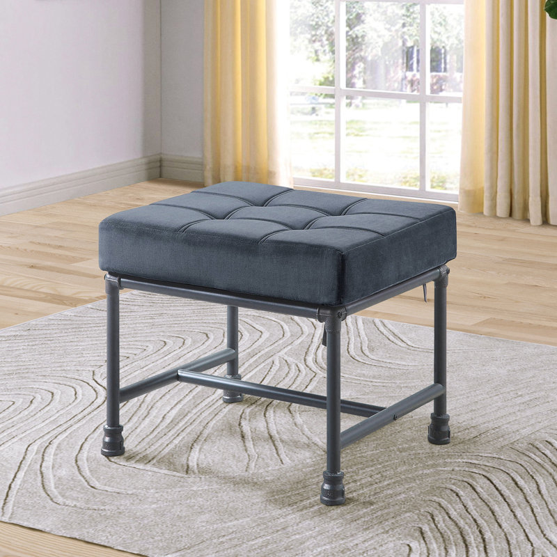Velours gris, tuyau d'eau industriel, siège confortable, décoration de style tuyau industriel rectangulaire, siège