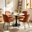 Modern Fabric Upholstered Dining Chair with Spring and Curved Back 12cm Cushion-1317479559