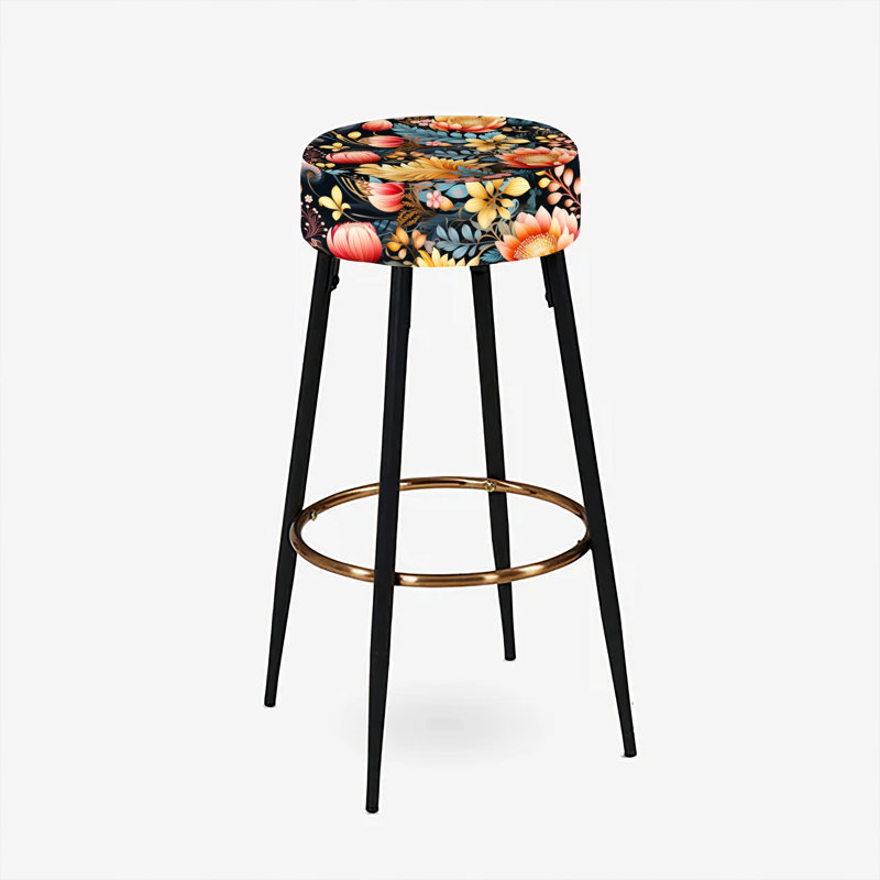 Elodea - Ensemble de 2 tabourets de bar à imprimé, Jardin éclectique au pays des merveilles