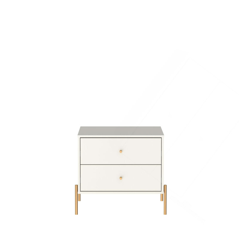 Table de chevet 25 po en blanc cassé (2 tiroirs), Blanc cassé