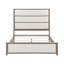 Très grand lit à panneau gris contemporain avec tissu en chenille beige sur la tête de lit et, essentiel pour une chambre à coucher moderne, sommier tapissier avec pieds de lit rembourrés et meubles-1788412421