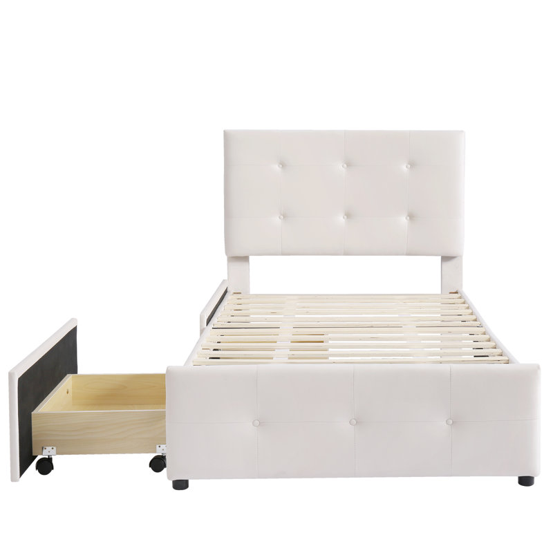 Upholstered Storage Bed, Beige