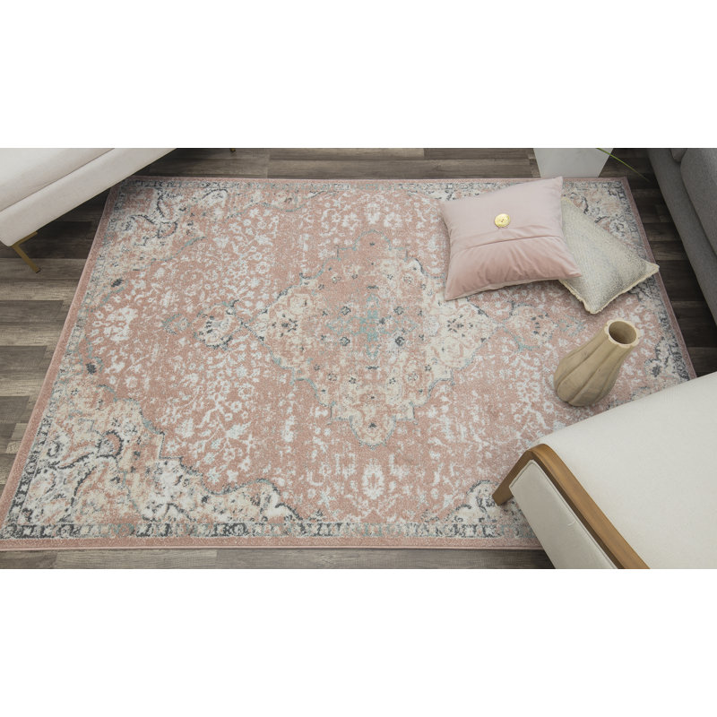 Tapis rose amarante rétro Gunson, Carré 4 pi