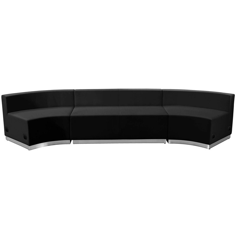 HERCULES Alon Series LeatherSoft Reception Configuration, 3 Pieces, Black Faux Leather
