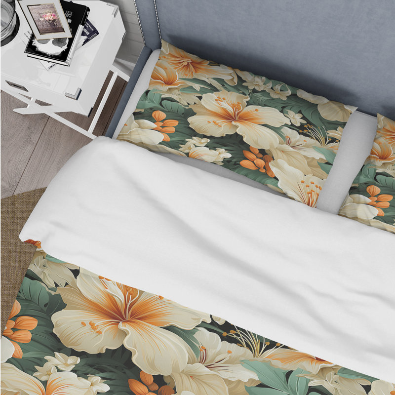 Literie Mango Bloom Tropical, Housse de couette pour très grand lit et 2 très