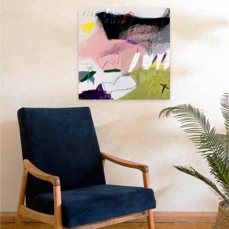 Le Din des vagues, art contemporain abstrait, H 24 po x l 24 po
