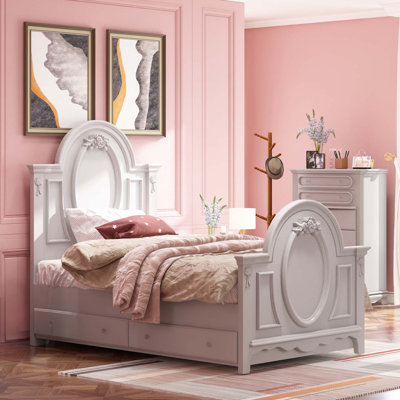 Flora Twin Bed, Gray Finish