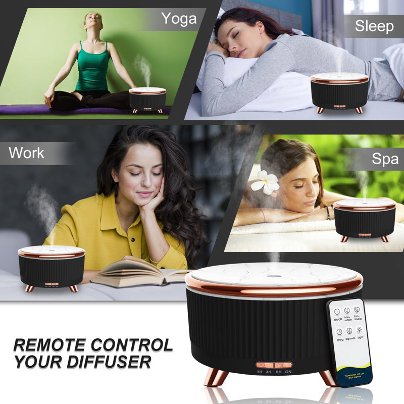 Diffusers For Essential Oils Large Room, 500Ml Aromatherapy Diffuser Cool Mist Humidifier With Remote Control,7 Colours Lights & 3 Mist Mode Waterless Auto Off For Women Office Home