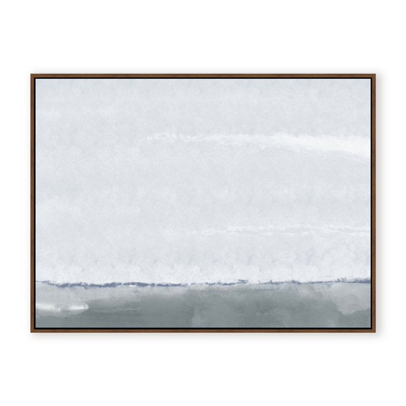 Coastal Retreat Silver Seas: Abstract Oceanscape, 36" H x 48" W x 2.375" D, Framed Canvas, Brown