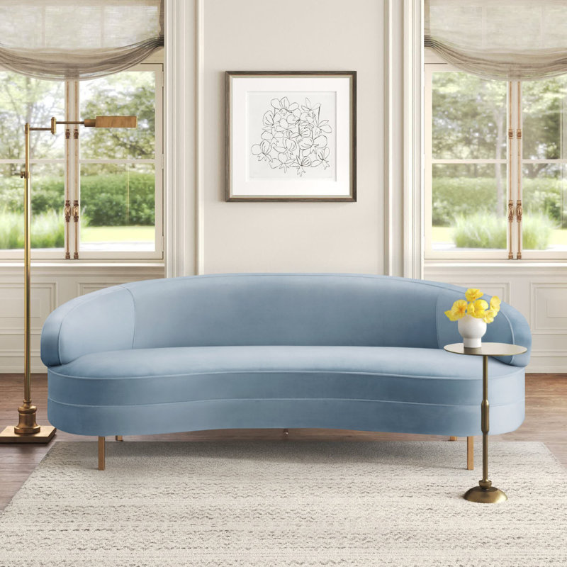 Avanah 89.4'' Upholstered Sofa, Light Blue Velvet