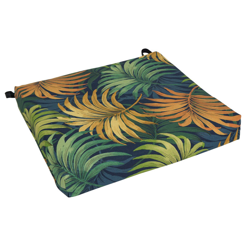 Outdoor 3'' Dining Chair Seat Cushion, Navy/Yellow