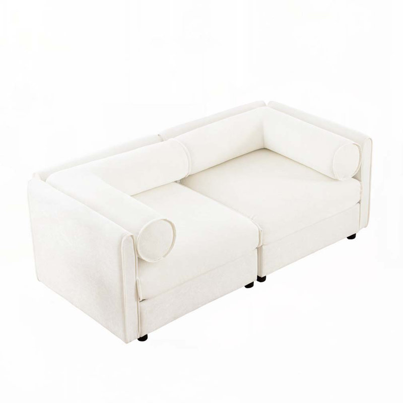 Canapé en chenille 4 places, H 27,9 po x l 75,5 po x P 37,4 po, 2, Blanc
