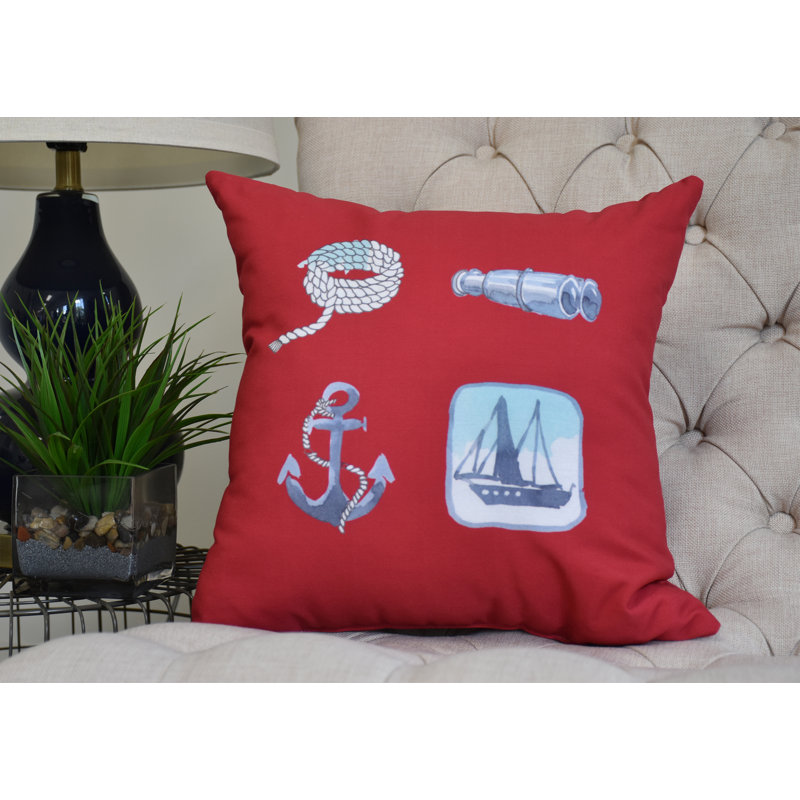 Nantucket Reversible Throw Pillow, Red, 26" x 26"