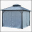 Pavillon de jardin à toit rigide 12 'X 12' avec double toit en acier galvanisé, structure en aluminium robuste, rideaux et filet