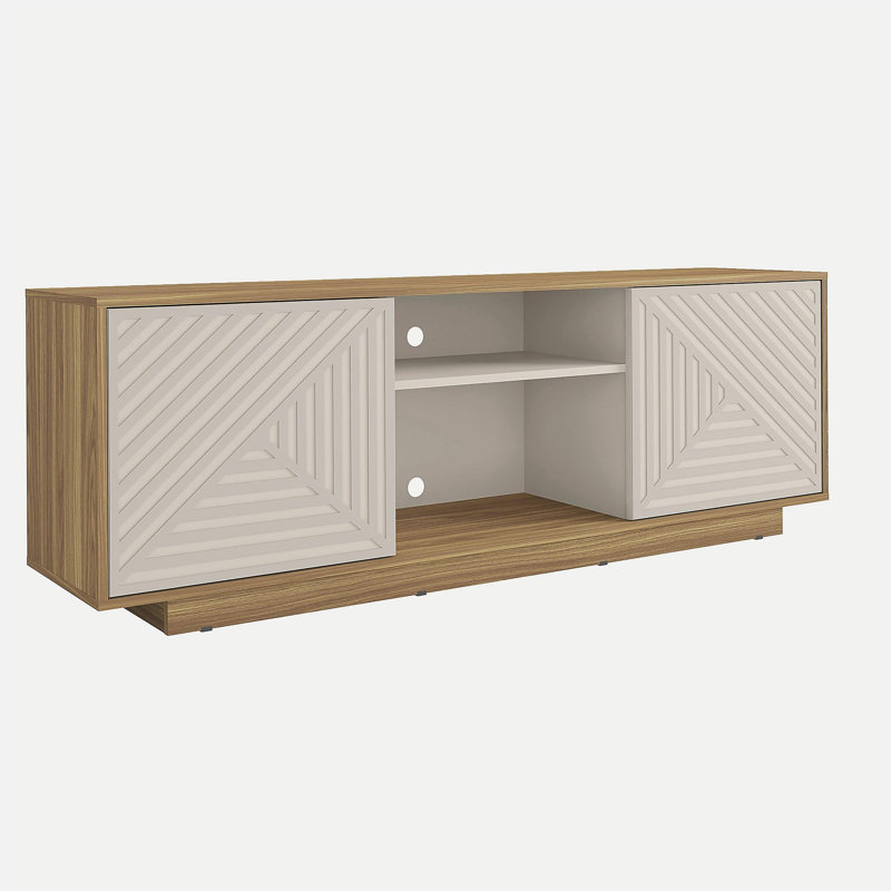 Techni Mobili modern TV cabinet, suitable for 70-inch TVs, oak color, Oak Natural Wood/Antique White