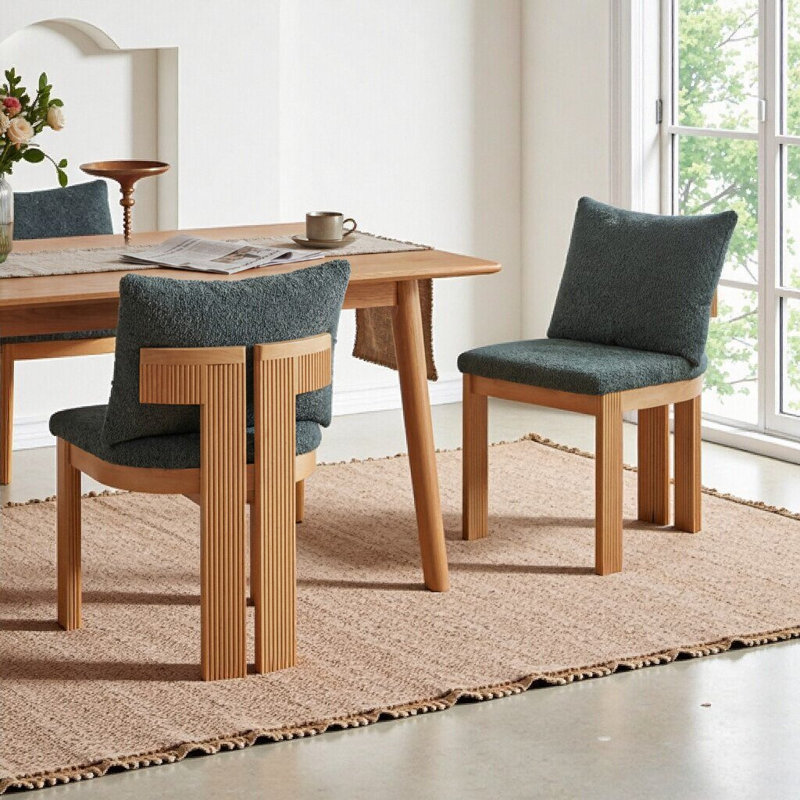 Ensemble de 2 chaises d'intérieur en bois d'hévéa avec capacité de poids de 250 lb, Vert, naturel