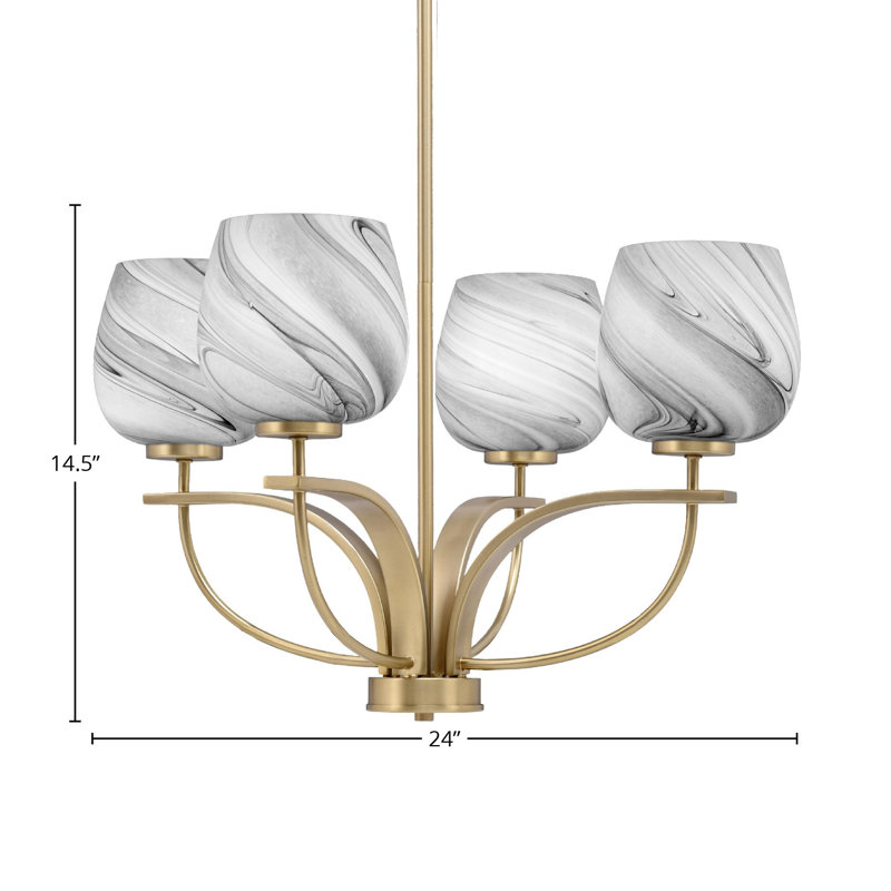 Unia 4 - Light Dimmable Classic / Traditional Chandelier, New Age Brass