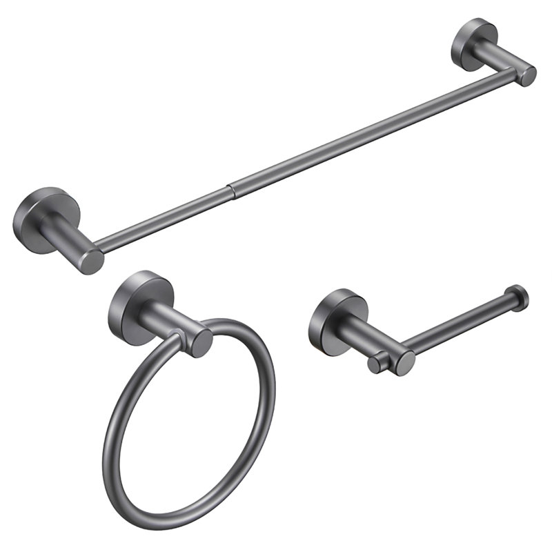Ensemble de quincaillerie de salle de bain en aluminium 3 pièces gris pistolet