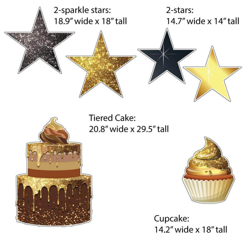 Weather Resistant and UV Resistant Plastic Birthday Decoration, Gold