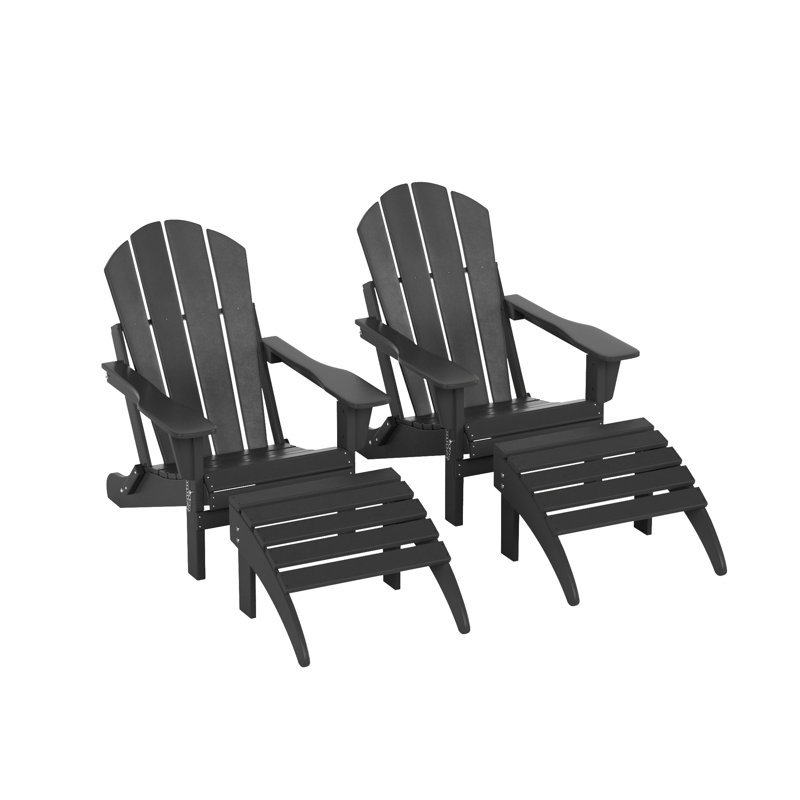 Ensemble de conversation avec repose-pieds 4 pièces Adirondack Shawnna, Gris