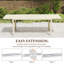 Table de salle à manger extensible en aluminium 97,2 po L