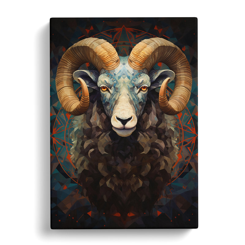 Ram Sheep Geometric No.2 - Print, 60cm H x 40cm W x 3cm D