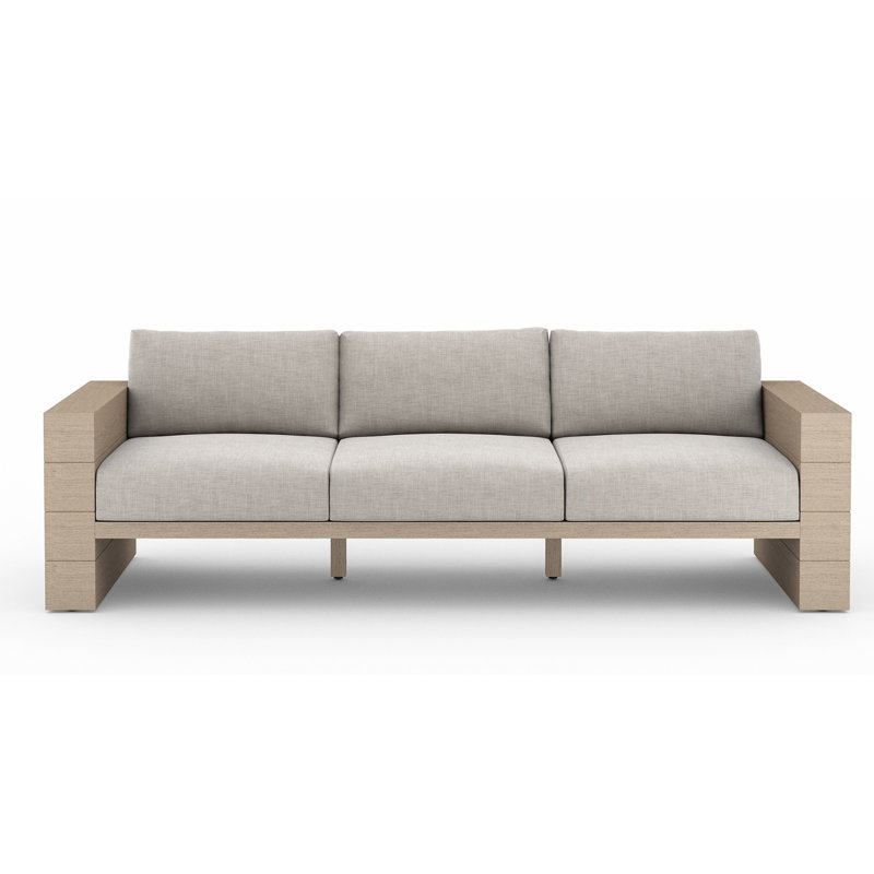 Tsubaki 96" Wide Patio Sofa, Washed Brown, Charcoal Polypropylene/Olefin
