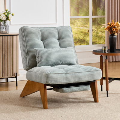 Fauteuil d'appoint en velours côtelé avec dossier réglable, fauteuil inclinable pour salle de lecture, salon, appartement, bureau - vert menthe