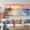 Orange coucher de soleil sur la plage, phare de la sérénité II - art mural plage
