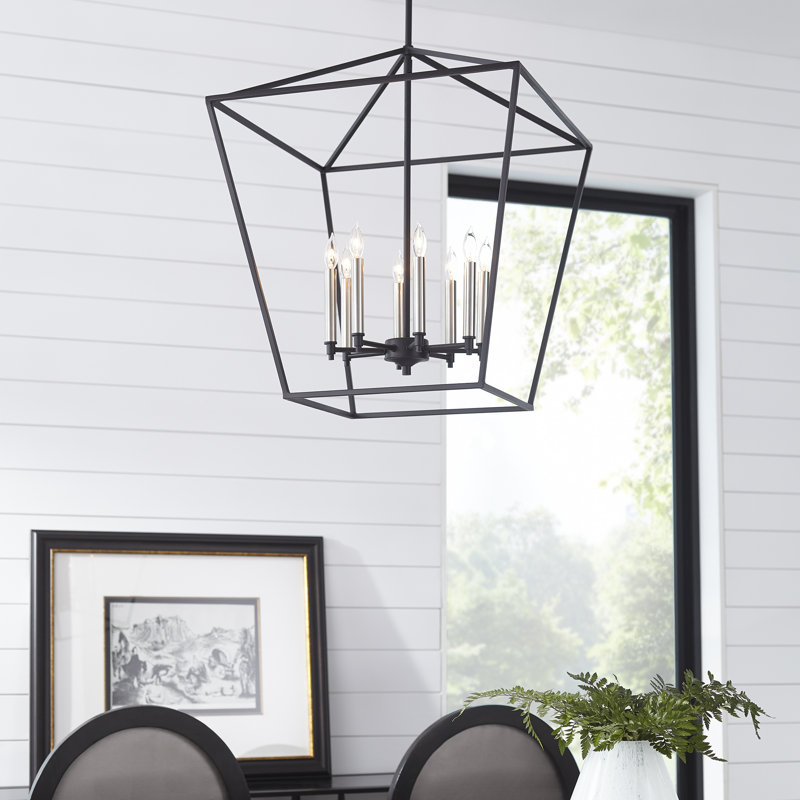 Arletta 8 - Light Dimmable Lantern Geometric Chandelier, Noir