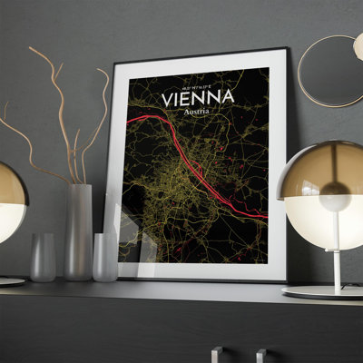 Vienna City Map In Contrast - No Frame Print