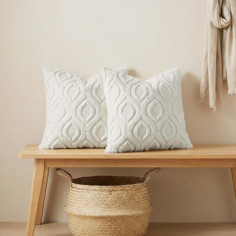 Striped Square Cushion Cover, Cream White