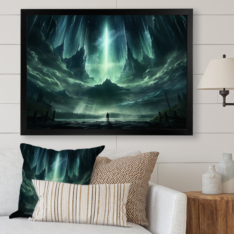 Northern Lights Celestial Gateway I sur impression sur toile, H 30 po x l 40 po x P 1,5 po, Cadre simple noir